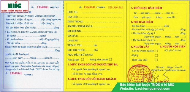 Bảo hiểm ô tô quân đội Mic có cung cấp bảo hiểm trách nhiệm dân sự bắt buộc