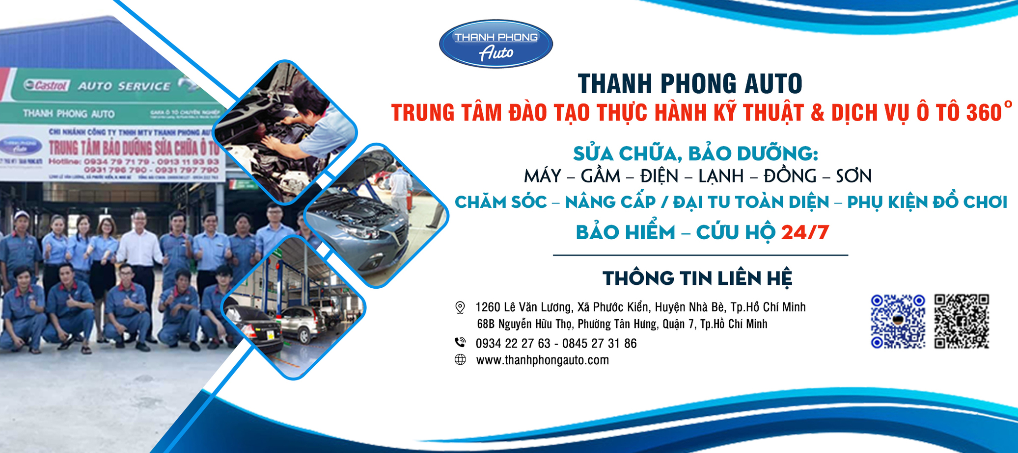Banner address instructions, training, repair and maintenance of cars in Saigon