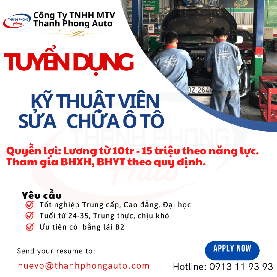 RECRUITMENT NOTICE Guaranteed Garage Thanh Phong Auto HCM 2022