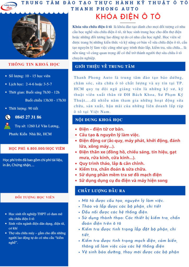 Basic Automotive Electrical Repair Course - Quality Details Garage Thanh Phong Auto HCM 2023