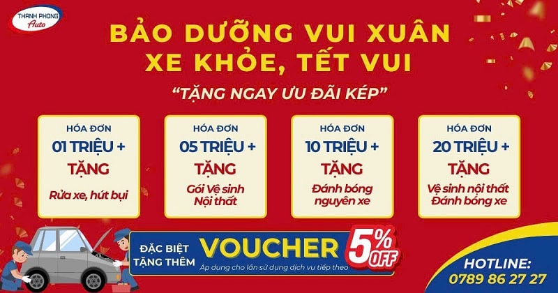 - CHƯƠNG TRÌNH "BẢO DƯỠNG VUI XUÂN - XE KHỎE, TẾT VUI": ƯU ĐÃI KÉP LỚN NHẤT NĂM TỪ THANH PHONG AUTO